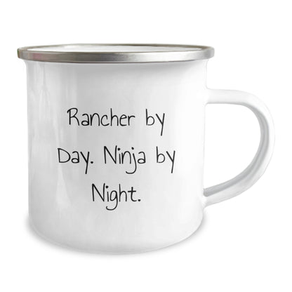 Rancher Gifts from Men - Camping Mug, Funny Quote 'Rancher By Day. Ninja By Night.' for Christmas Unique Gifts - Image 2