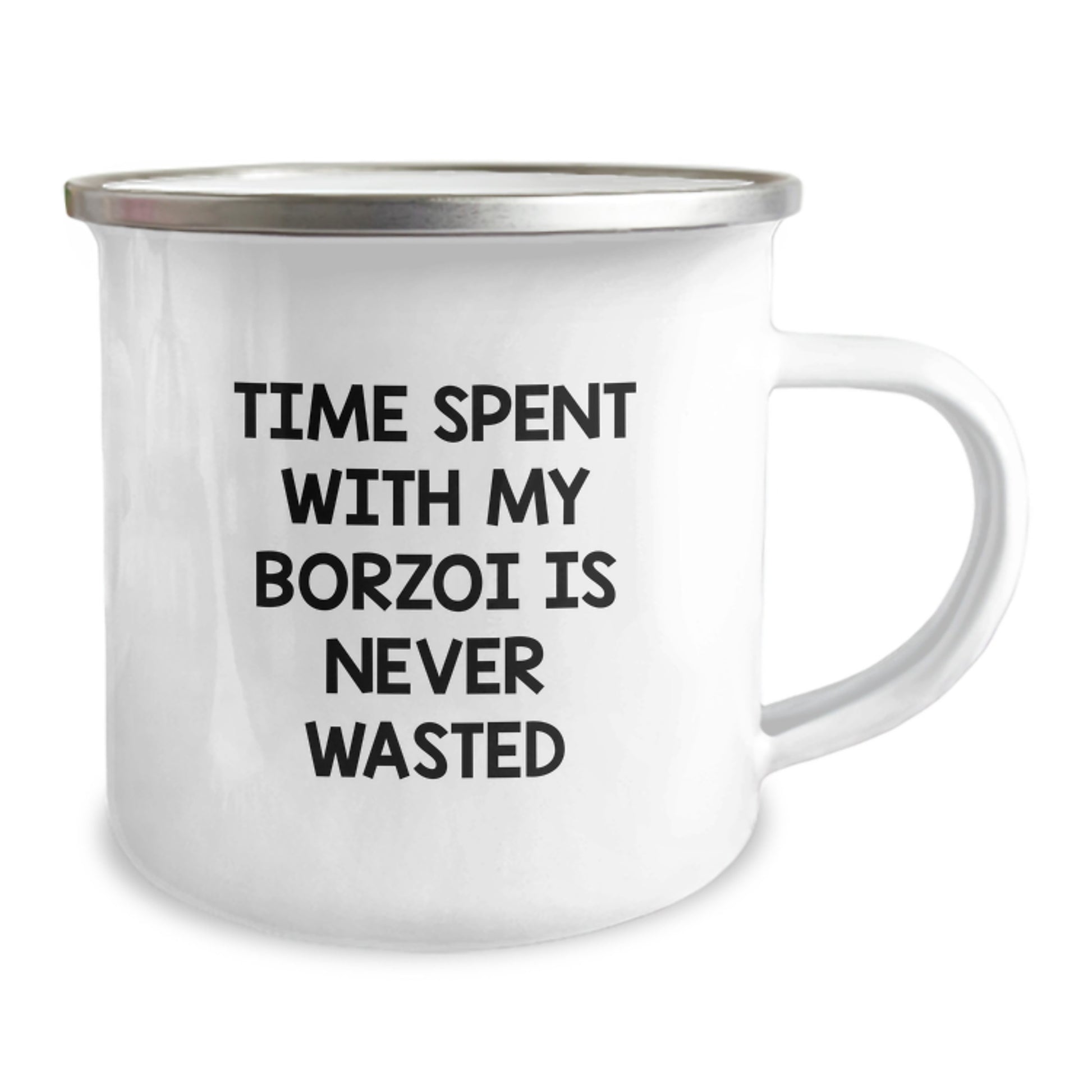 Borzoi Dog Lovers Camping Mug, Funny Quote Gifts from Men to Friends, Unique Birthday Unique Gifts for Women, Inspirational Quote for Borzoi Dog Owners, Enamel Finish, 12 oz - Image 2