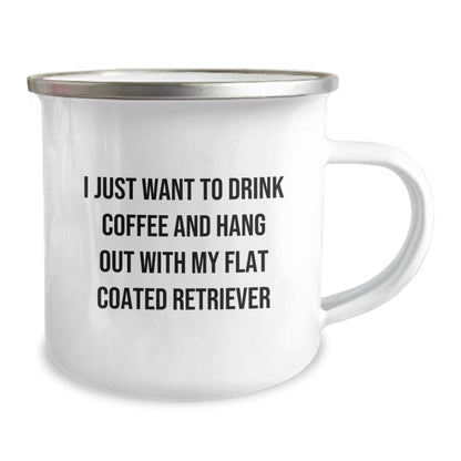 Funny Flat Coated Retriever Dog Gifts from Friends for Birthday - I Just Want To Drink Coffee And Hang Out With My Flat Coated Retriever Camping Mug - Image 2