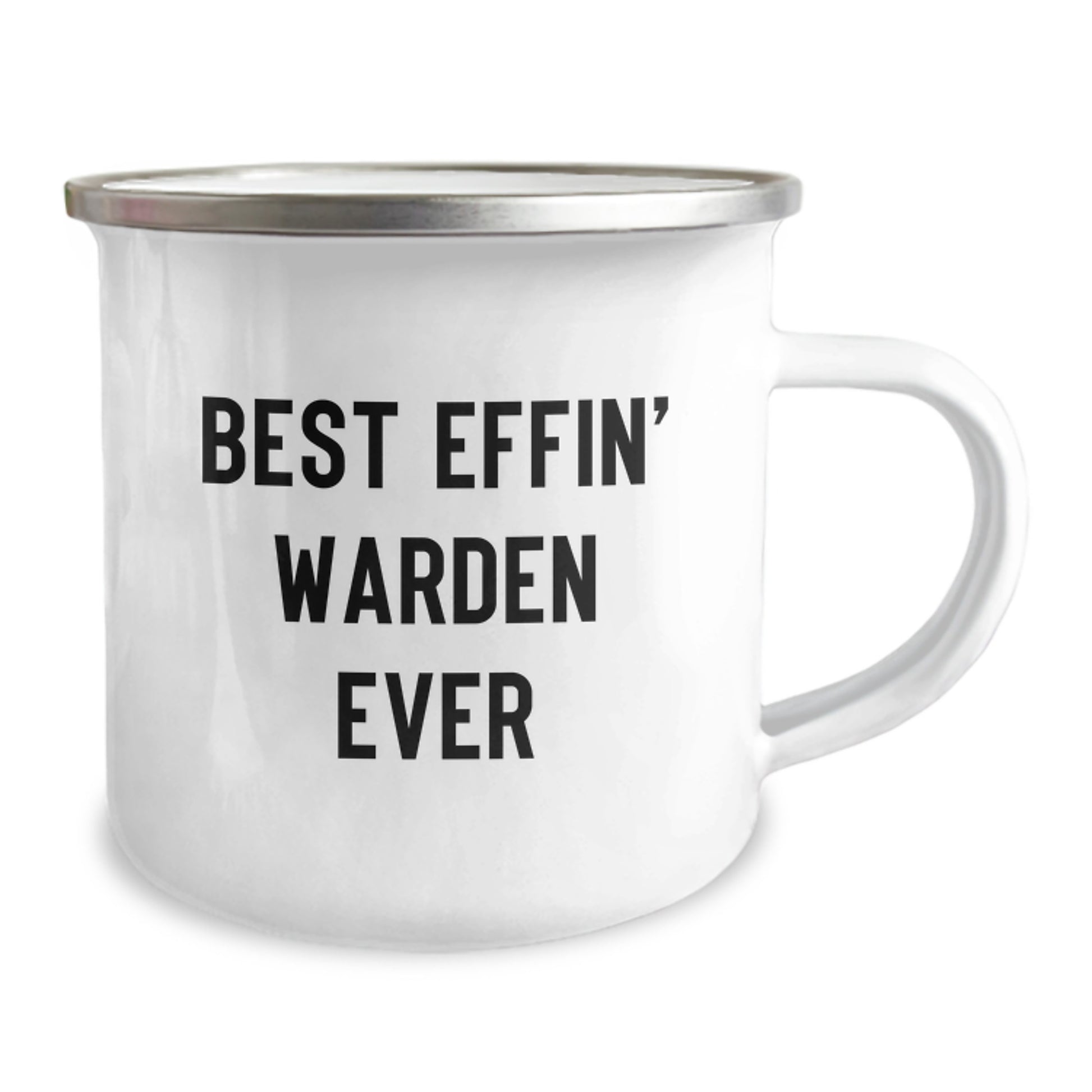 Gifts from Family, Friends, or Co-Workers for the Best Effin' Warden Ever - Enamel Camping Mug, Stainless Steel, 12 oz Capacity, Funny Quote - Image 2