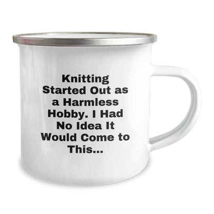 Funny Knitting Gifts, Camping Mug, 'Knitting Started Out As A Harmless Hobby, I Had No Idea It Would Come To This...' Valentine's Unique Gifts from Women to Knitting Lovers - Image 2