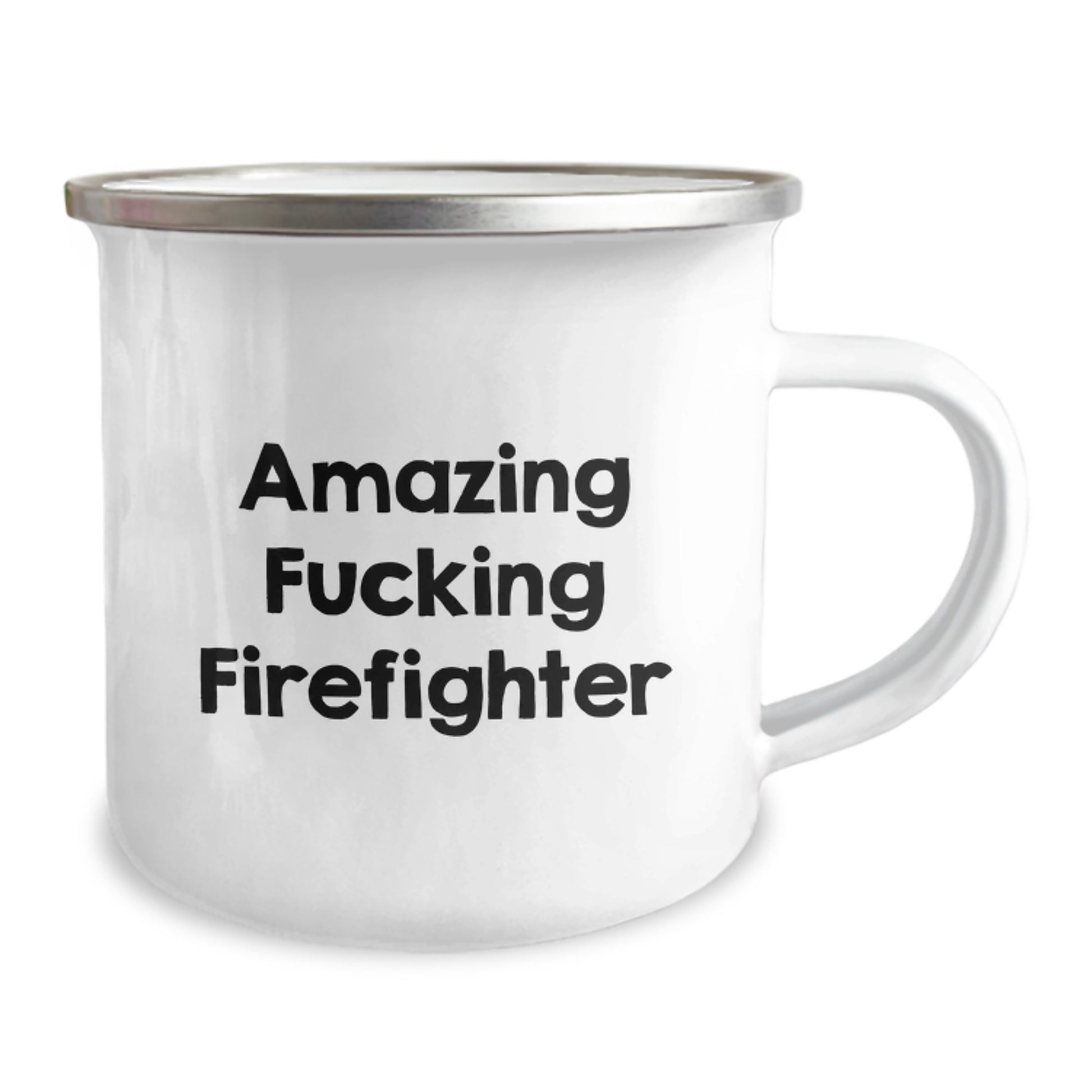 Funny Firefighter Gift for Men, 'Amazing F--king Firefighter' Enamel Camping Mug, Christmas Unique Gifts from Friends to Firefighter - Image 2