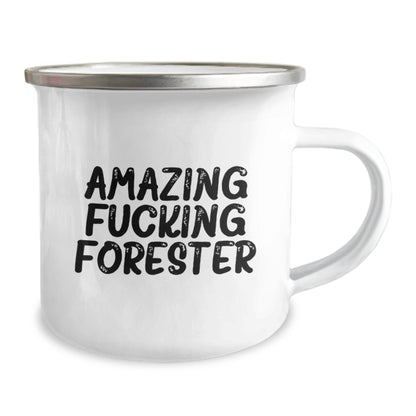 Funny Forester Gifts from Friends, Christmas Unique Camping Mug with Inspirational Quote 'Amazing F--king Forester', Perfect Forester Christmas Unique Gifts for Men - Image 2