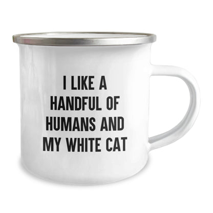 Funny White Cat Camping Mug Gifts from Friends for White Cat Lovers - Christmas Unique Mugs for White Cat Enthusiasts - Image 2