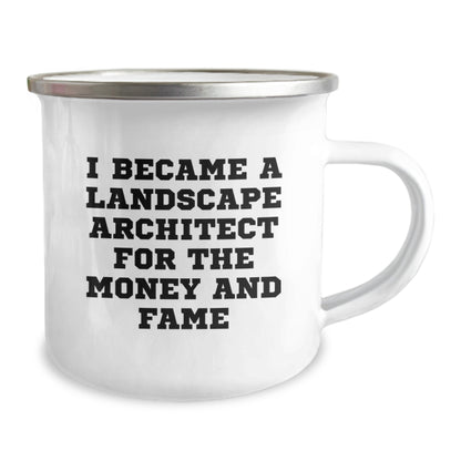 Funny Landscape Architect Gifts from Friends Christmas Unique Mug - I Became A Landscape Architect For The Money And Fame Quote Camping Mug for Landscape Architect Enthusiasts - Image 2