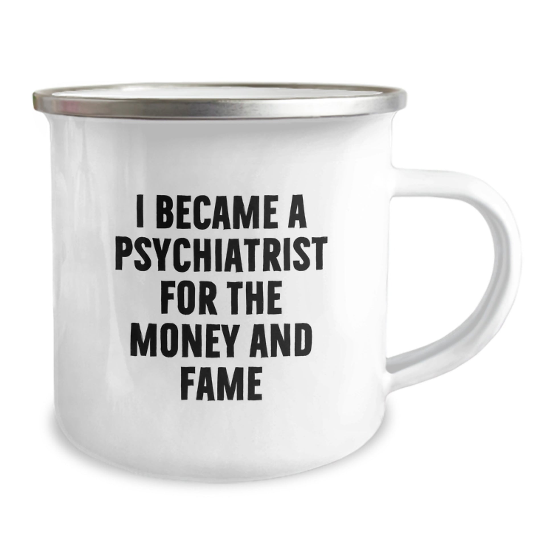 Funny Psychiatrist Gifts for Him - Gifts from Friends and Family - Camping Mug for Psychiatric Professionals - I Became A Psychiatrist For The Money And Fame, Christmas Unique Gifts - Image 2