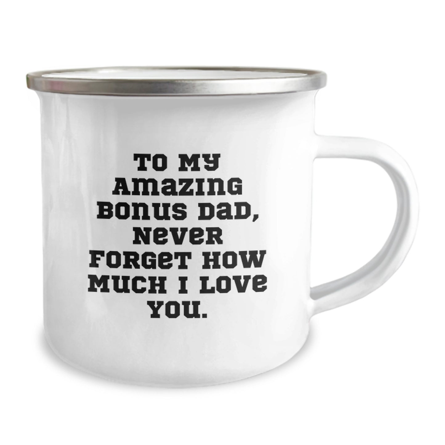 Funny Bonus Dad Gifts for Him Christmas Unique Mugs from Family to Son's Father, 'To My Amazing Bonus Dad, Never Forget How Much I Love You.' - Image 2