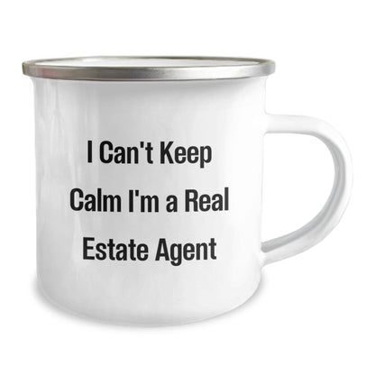 Funny Real Estate Agent Gifts from Friends for Christmas - Camping Mug - I Can't Keep Calm I'm A Real Estate Agent - Image 2
