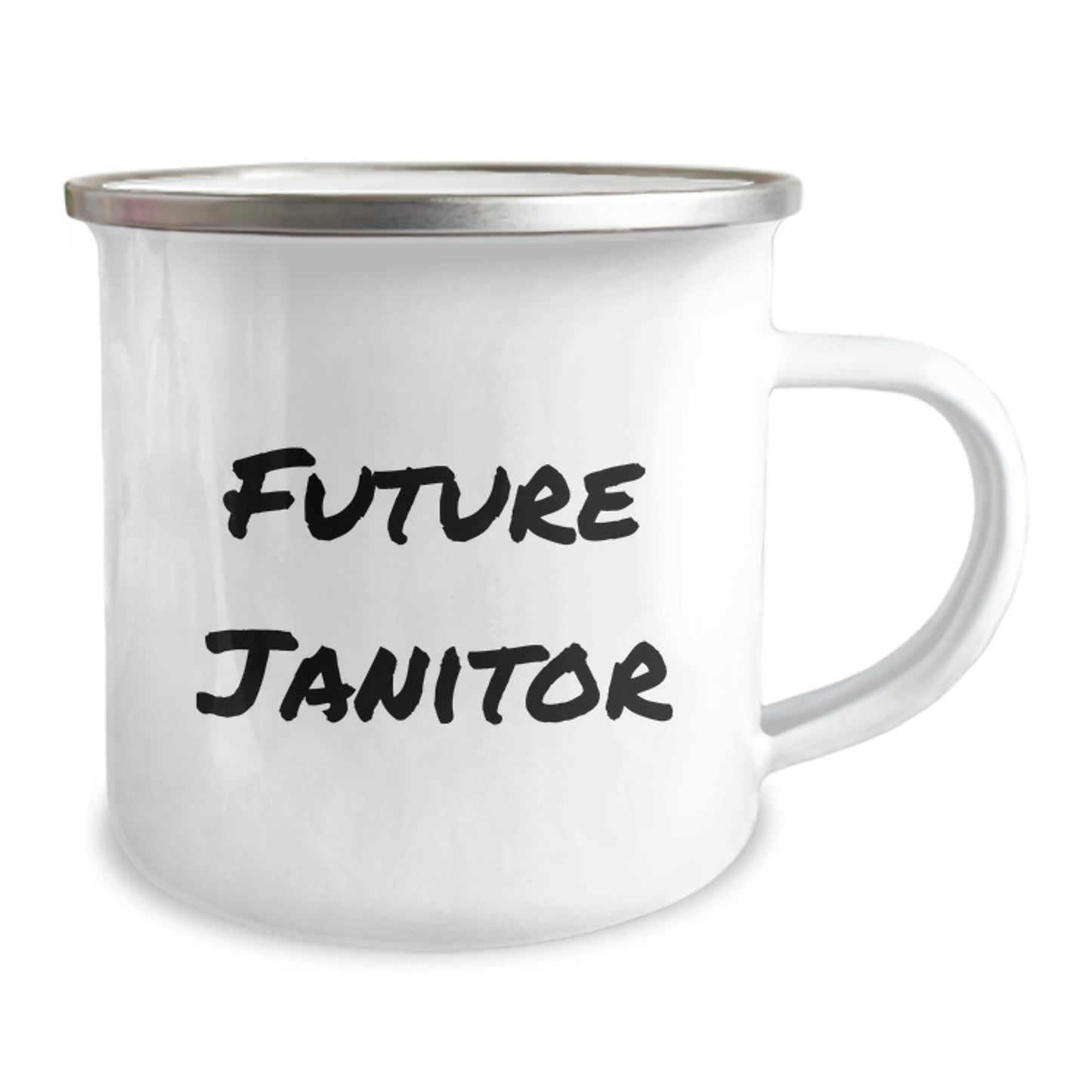 Funny Future Janitor Christmas Unique Gifts from Friends for Janitor Men Camping Mug - Stainless Steel with Enamel Finish - Image 2