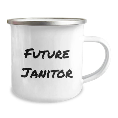 Funny Future Janitor Christmas Unique Gifts from Friends for Janitor Men Camping Mug - Stainless Steel with Enamel Finish - Image 2