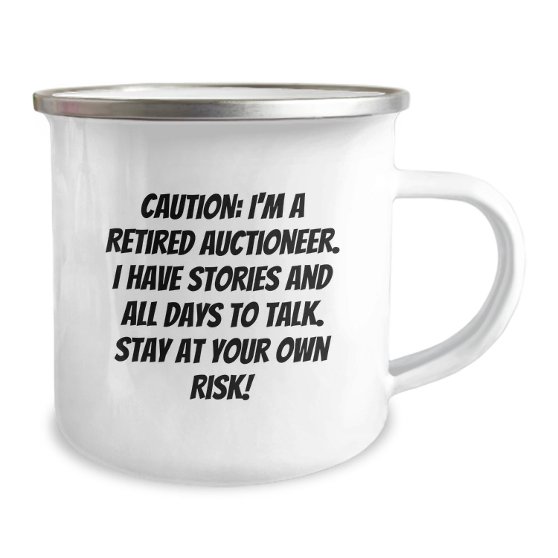 Funny Auctioneer Gifts from Men, Unique Auctioneer Christmas Unique Gifts for Friends, 12 oz Camping Mug with Retired Auctioneer Quote - Image 2