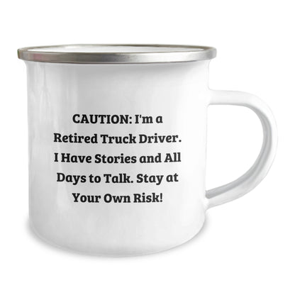 Funny Truck Driver Gifts from Friends for Him, Christmas Unique Mugs for Truckers, Camping Mug with 'I'm A Retired Truck Driver, I Have Stories...' - Image 2