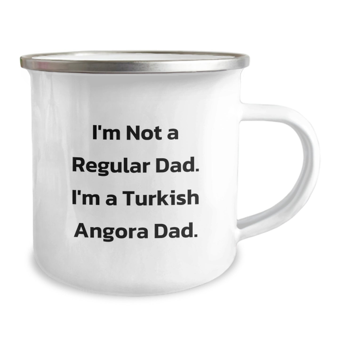 Turkish Angora Cat Dad Camping Mug, Funny Quote Gifts from Men to Friends for Birthday - Image 2