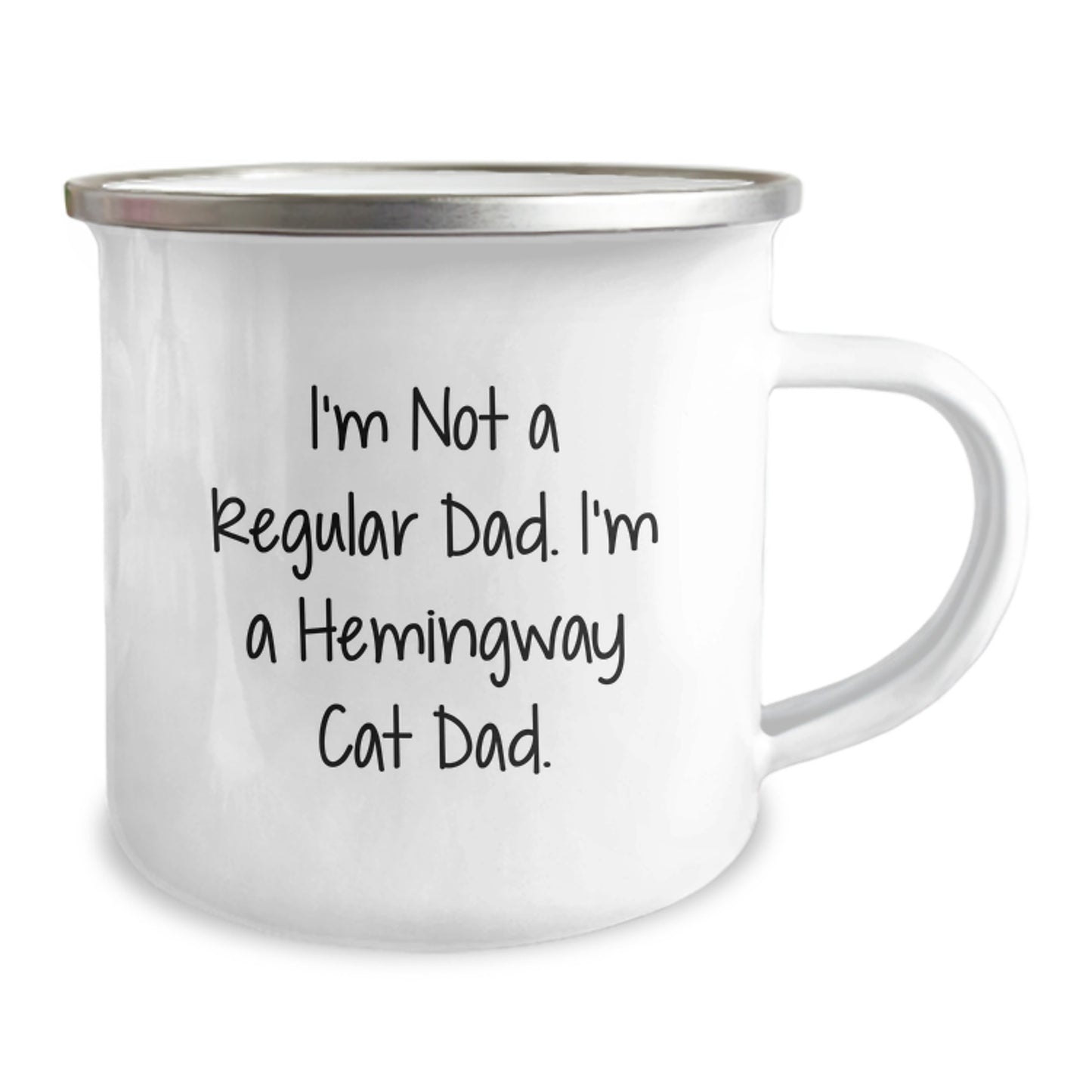 Funny Hemingway Cat Dad Camping Mug for Him Gifts from Friends and Family, Birthday Unique Gifts for Men, 'I'm Not A Regular Dad. I'm A Hemingway Cat Dad.' - Image 2