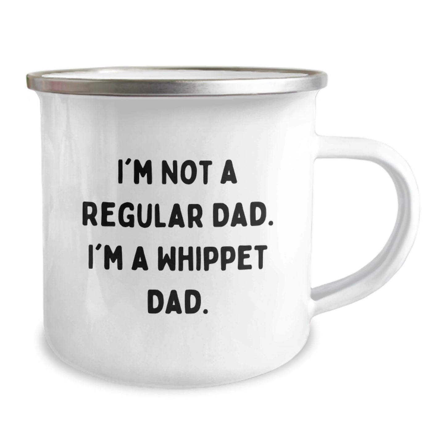 Whippet Dog Lover's Camping Mug, Funny Gifts from Dad to Whippet Dog Enthusiast Friends at Christmas, Inspirational Quote, 12 oz Stainless Steel with Enamel Finish - Image 2