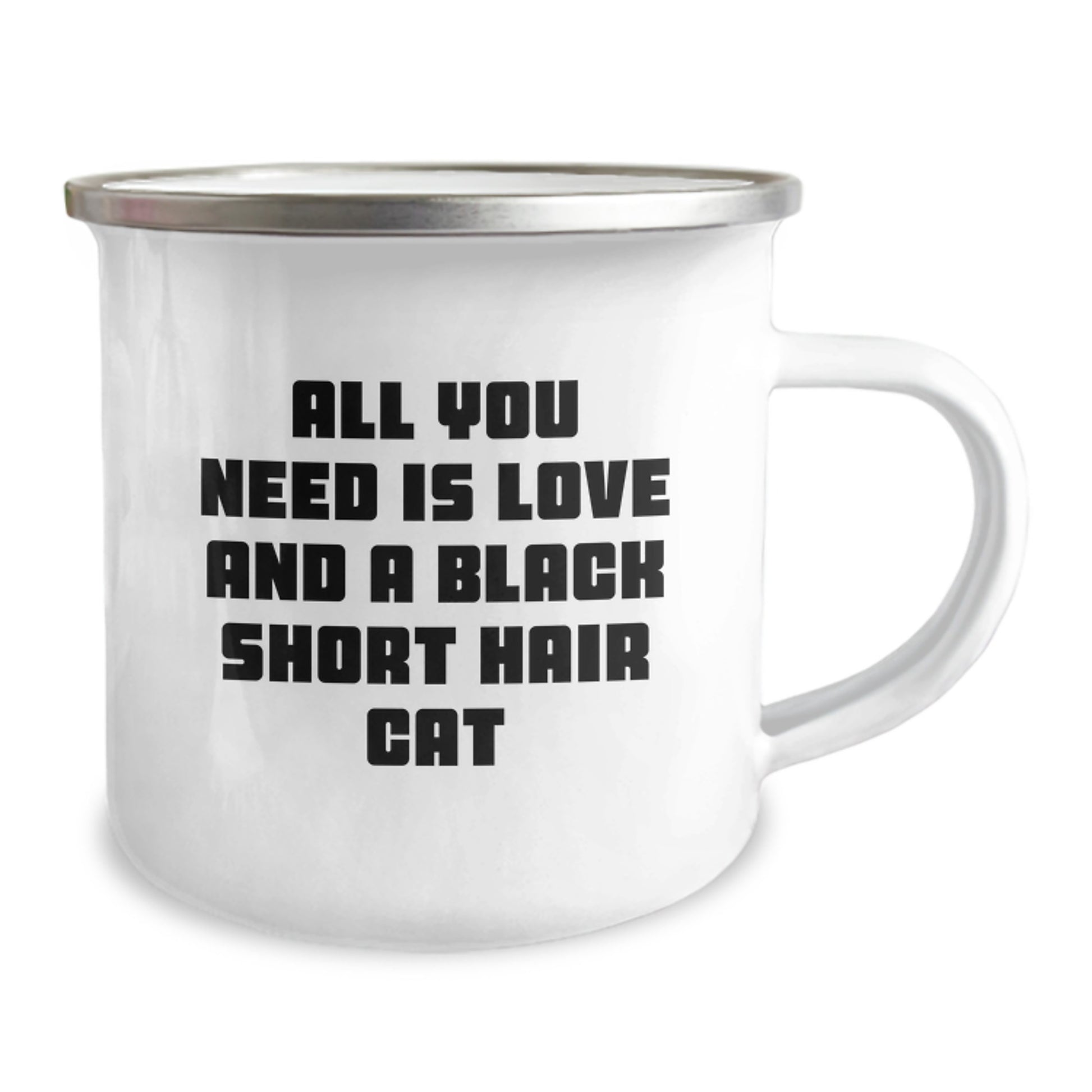 Funny Black Short Hair Cat Gifts from Friends for Birthday Unique Gifts, All You Need Is Love And A Black Short Hair Cat Camping Mug - Image 2