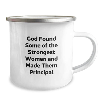Funny Principal Gifts for Her, Enamel Camping Mug, 'God Found Some Of The Strongest Women And Made Them Principal' Christmas Unique Gifts from Women - Image 2