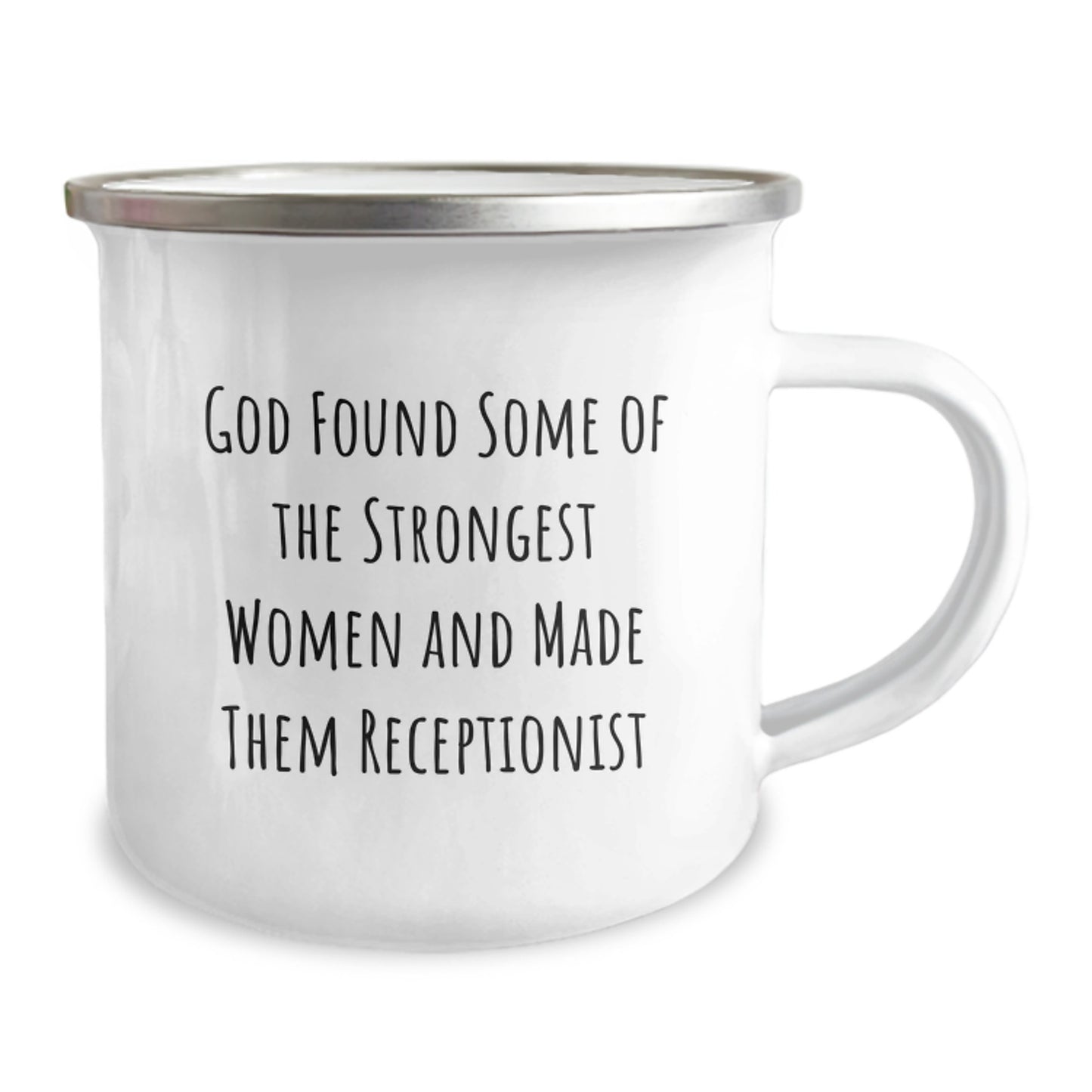 Funny Receptionist Gifts for Women - 'God Found Some Of The Strongest Women And Made Them Receptionist' Unique Christmas Mugs Camping Mug for Receptionist Friends Coworkers Family - Image 2