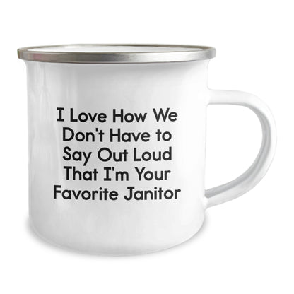 Funny Janitor Gifts, Camping Mug for Favorite Janitor, Gifts from Friends, 12 oz Stainless Steel - Image 2