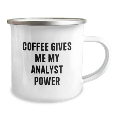Funny Analyst Gifts, Camping Mug, Christmas Unique Presents for Men, Women, Friends, Coworkers from Family with Coffee Gives Me My Analyst Power Quote - Image 2