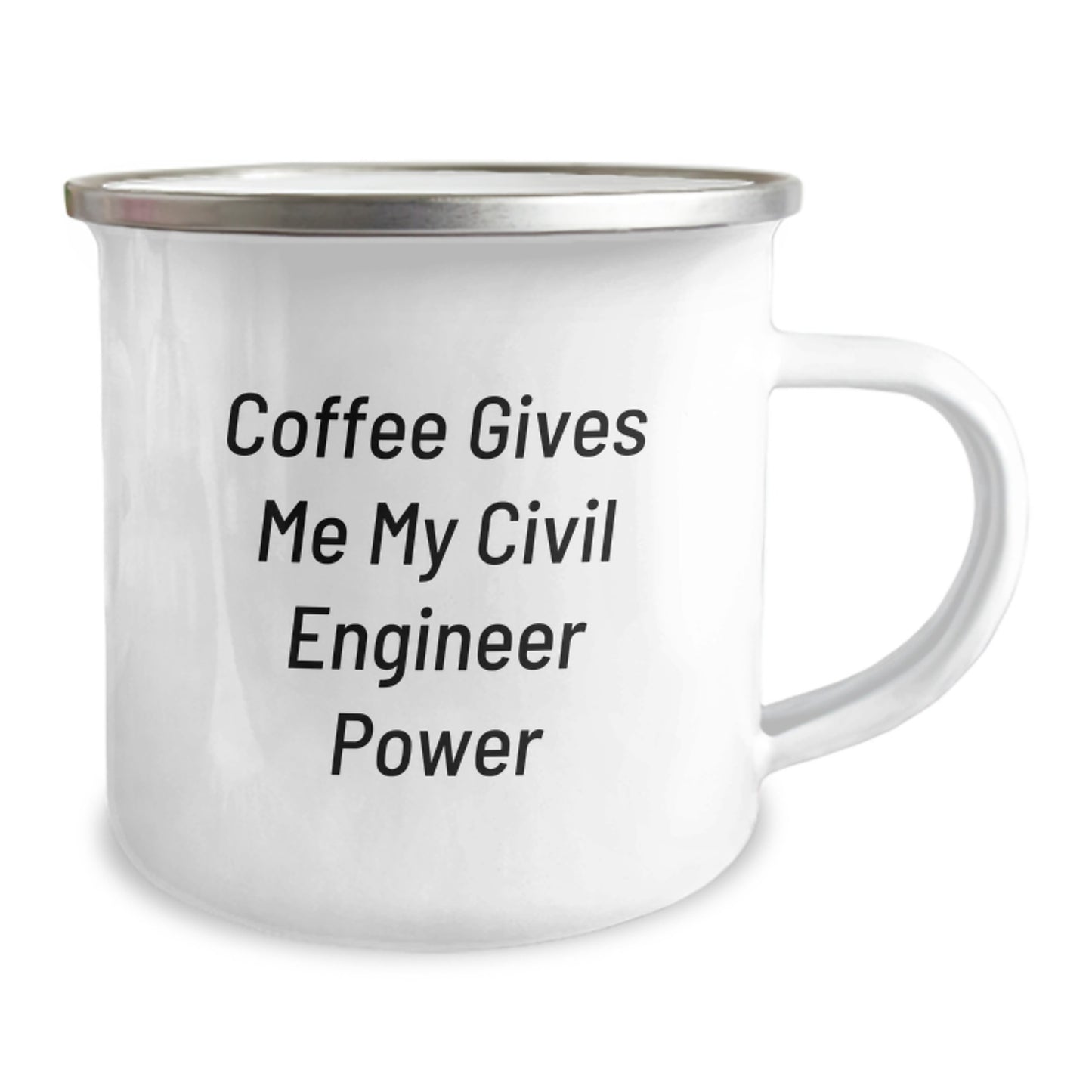 Funny Civil Engineer Gifts for Him or Her, Coffee Mug for Birthday, 'Coffee Gives Me My Civil Engineer Power' Mug, Stainless Steel Camping Mug, 12 oz - Image 2