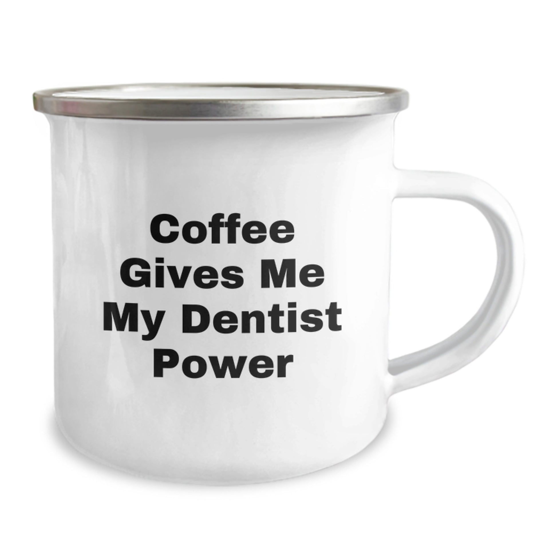 Cute Funny Dentist Christmas Unique Gifts from Men to Women Friends Coworkers Family - 'Coffee Gives Me My Dentist Power' Quote Stainless Steel Camping Mug - Image 2