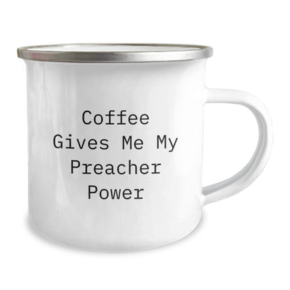 Funny Preacher Gifts from Friends, Unique Camping Mugs for Men Preacher, Christmas Unique Gifts - Coffee Gives Me My Preacher Power - Image 2