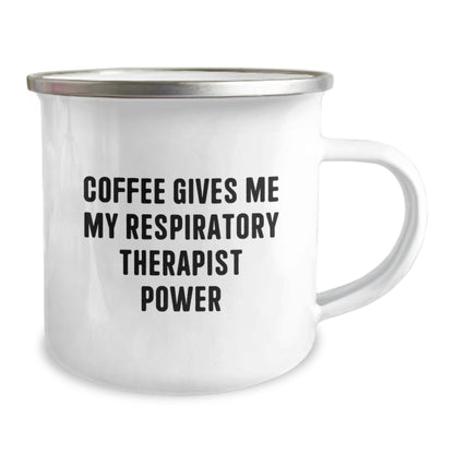 Funny Respiratory Therapist Coffee Mug for Birthday Unique Gifts from Family and Friends to Respiratory Therapist, 'Coffee Gives Me My Respiratory Therapist Power' - 12 oz Stainless Steel Camping Mug - Image 2