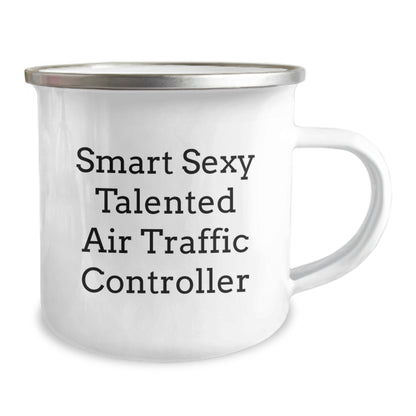 Unique Gifts for Air Traffic Controller Friends, Smart Sexy Talented Air Traffic Controller Christmas Camping Mug - Image 2
