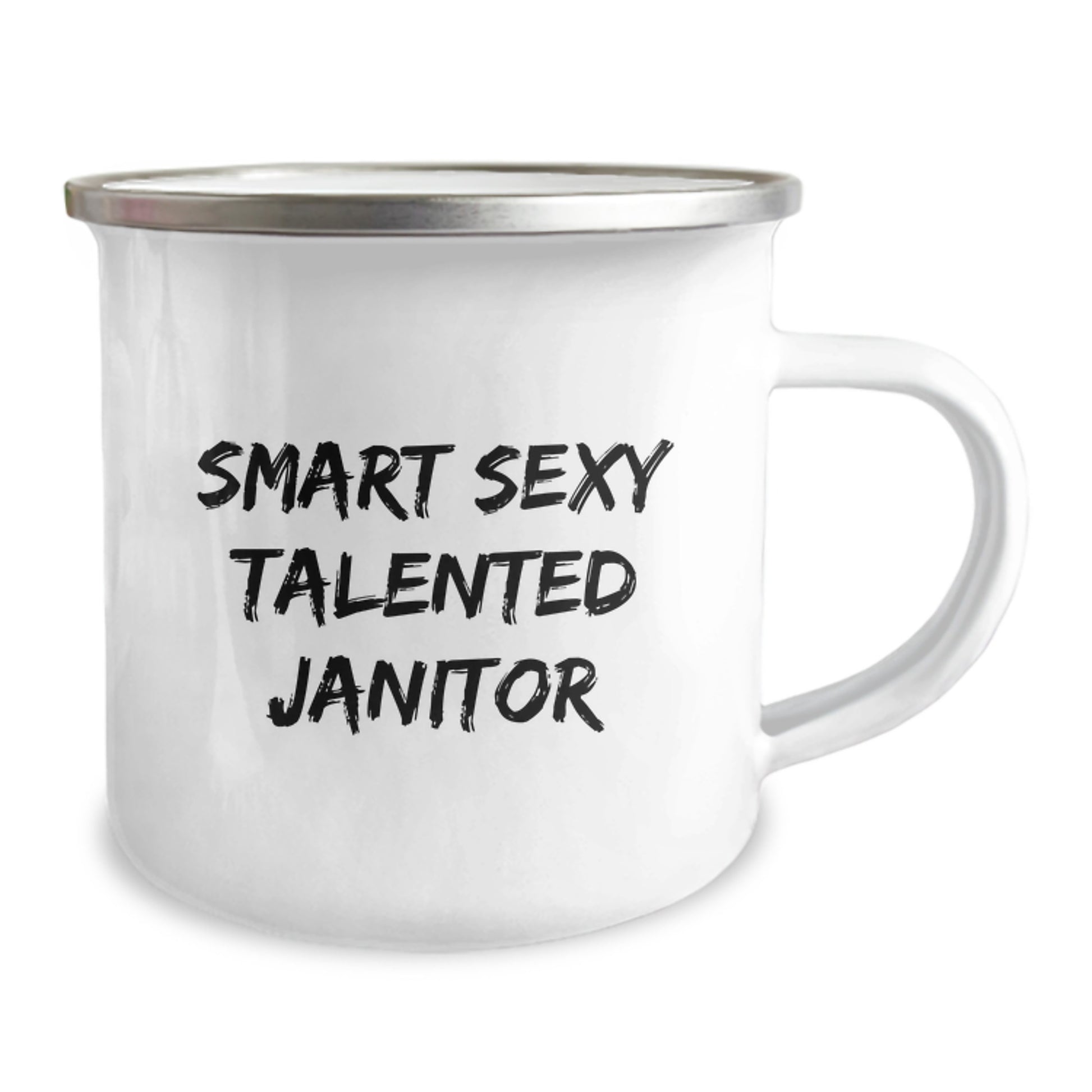 Funny Janitor Gifts from Friends for Birthday - 'Smart Sexy Talented Janitor' Quote on 12 oz Stainless Steel Camping Mug - Image 2