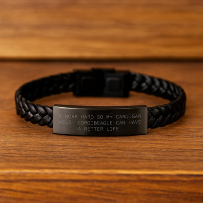 Cardigan Welsh Corgi Dog Lover Gifts from Men to Friends, Inspirational Quote Interlaced Leather Bracelet for Women Birthday Unique Gifts, Gifts for Cardigan Welsh Corgi Dog Enthusiasts - Victory Thru Vision
