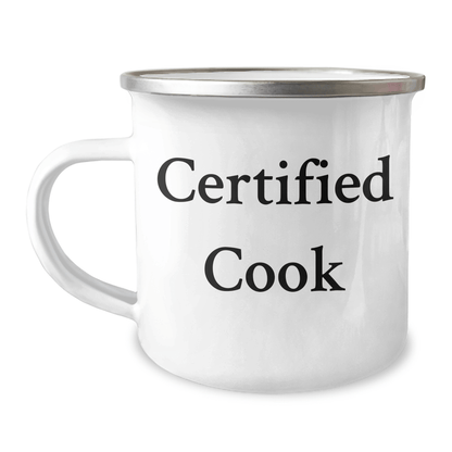 Certified Cook's Funny Father's Day Unique Gift - 12 oz Camping Mug for Men, Funny Gifts from Friends, Family, or Coworkers - Victory Thru Vision 