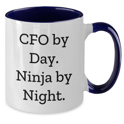 CFO By Day, Ninja By Night Funny Quote Two Tone Coffee Mug Gifts for CFO, Graduation Unique Gifts from Family and Friends - Victory Thru Vision