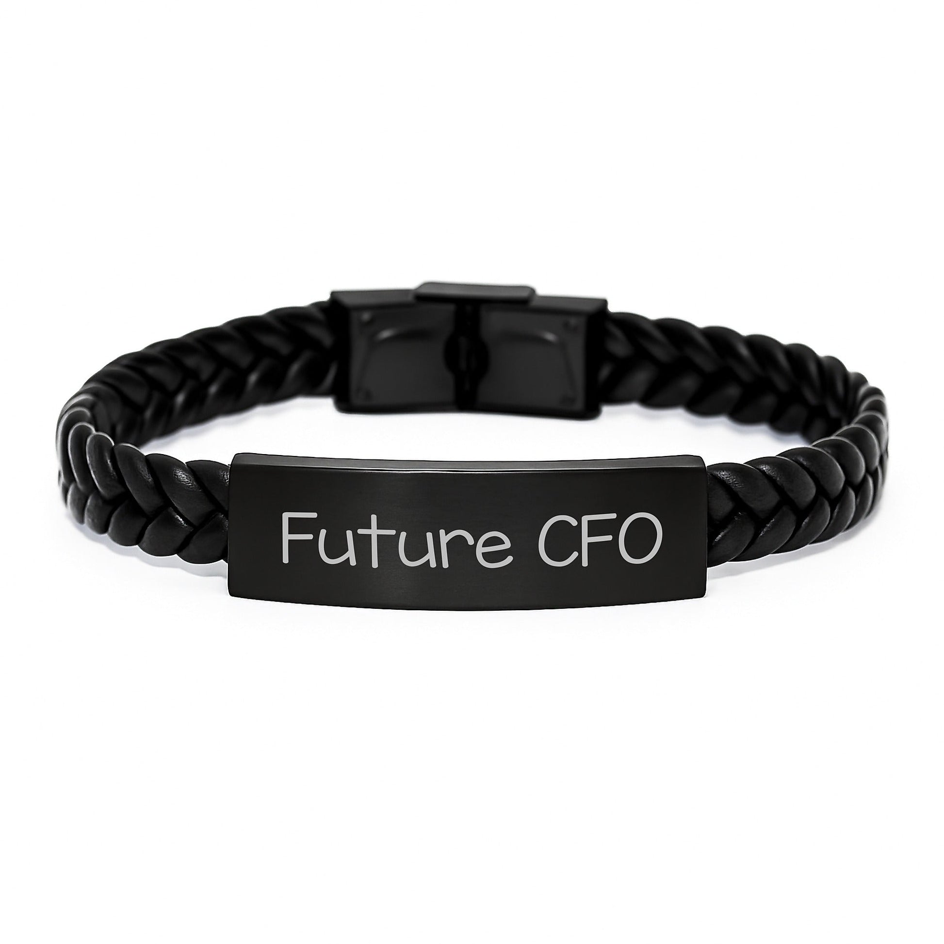 CFO Future Quotes Interlaced Leather Gifts for Men from Friends to Graduation Unique CFO Accessories - Victory Thru Vision