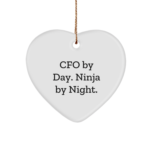 CFO Gifts, 'Cfo By Day. Ninja By Night.' Funny Heart Ornament, Christmas Unique Gifts from Friends and Family - Victory Thru Vision