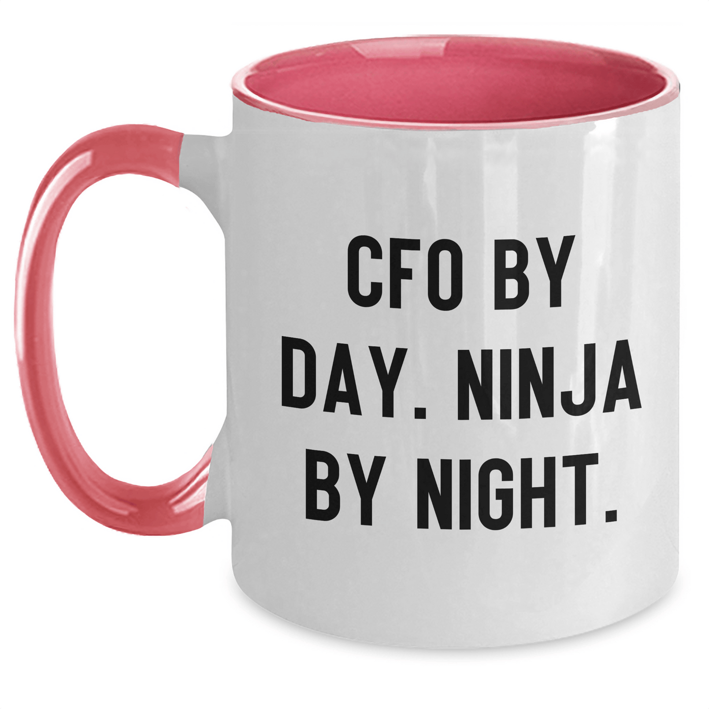 CFO Gifts from Friends - CFO By Day. Ninja By Night. Two Tone Coffee Mug for Graduation, Funny Quote, Navy and White, 11oz - Victory Thru Vision