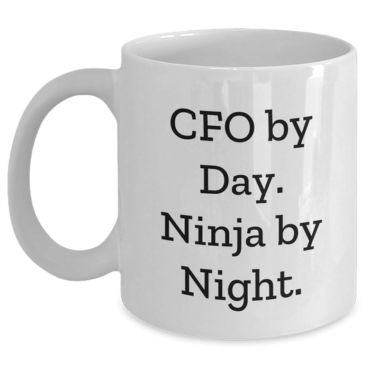 CFO Ninja Gifts from Friends - Funny White Coffee Mug for Graduation Celebrations - Victory Thru Vision