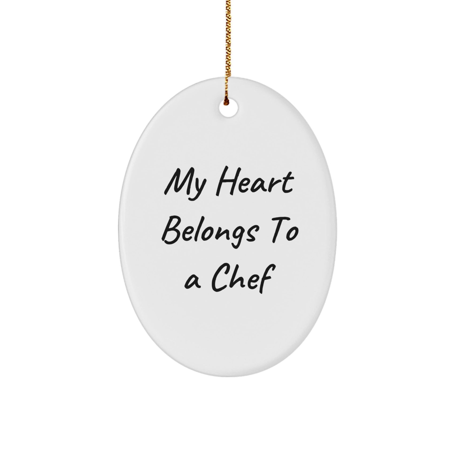 Chef Gifts from Friends - 'My Heart Belongs To A Chef' Oval Ornament, Christmas Unique Presents for the Cooking Enthusiast - Victory Thru Vision