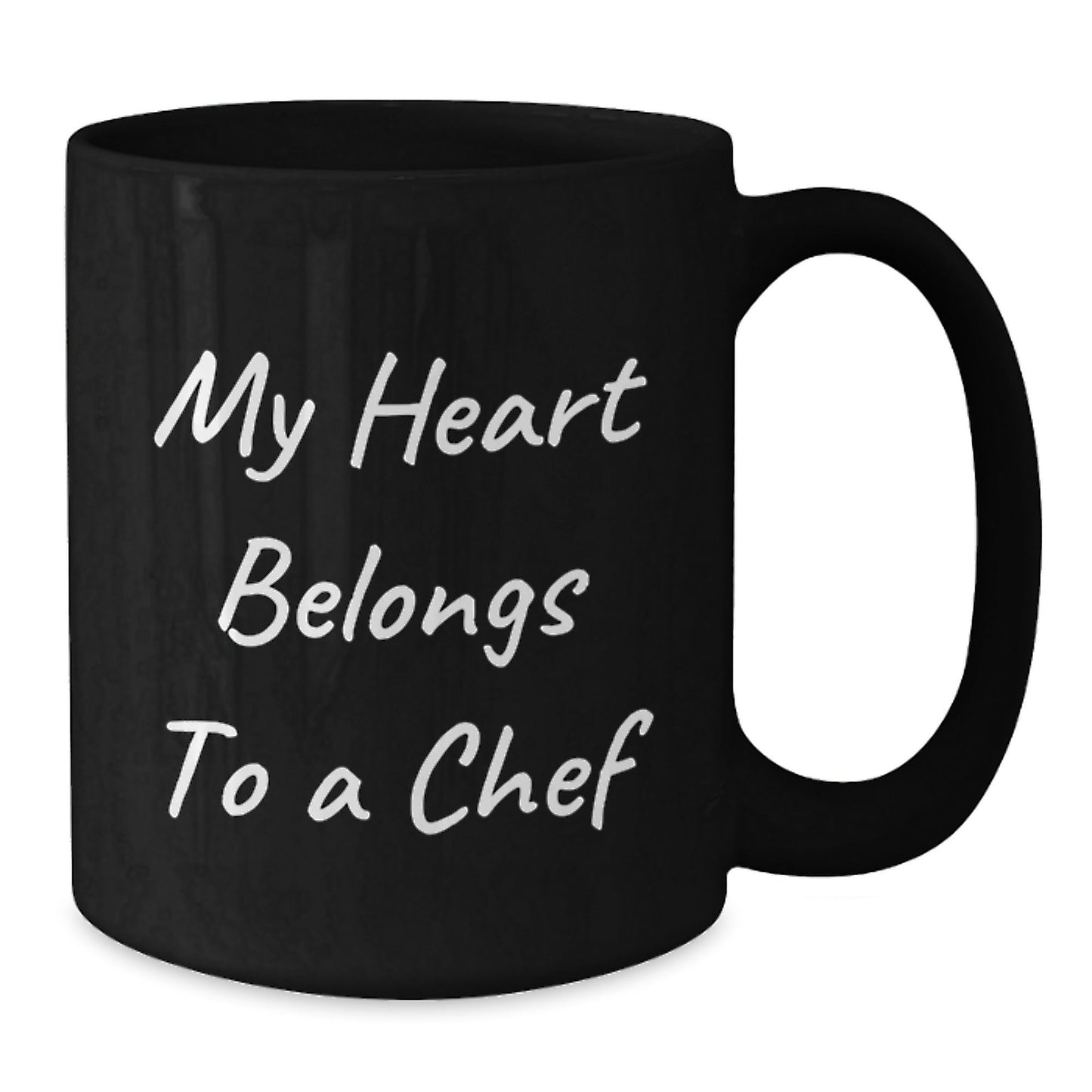 Chef Gifts, My Heart Belongs To A Chef Black Coffee Mug, Funny Birthday Unique Gift for Chef, Gifts from Friends, Gifts for Chef - Victory Thru Vision