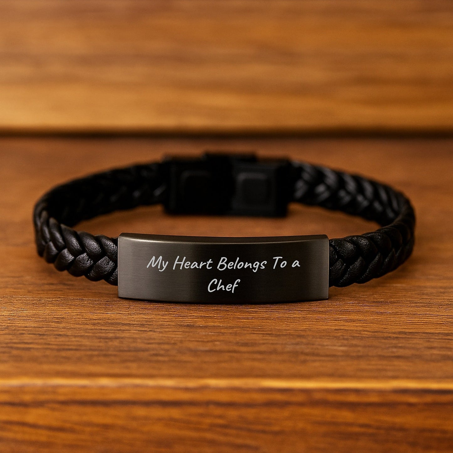 Chef Heartbeat Interlaced Leather Bracelet, Funny Gifts from Friends to Men on Birthday, My Heart Belongs To A Chef Quote, Unique Gift for Chef - Victory Thru Vision