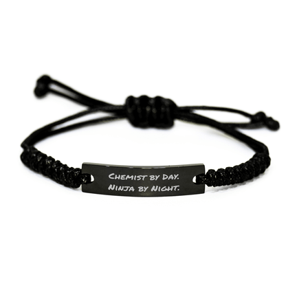 Chemist Gifts from Friends and Family, Funny Quote Rope Bracelet, Adjustable Graduation Unique Gifts, Chemist By Day. Ninja By Night. - Victory Thru Vision