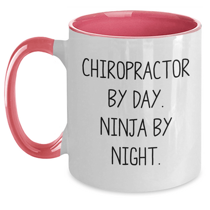 Chiropractor By Day. Ninja By Night. Funny Two Tone Coffee Mugs for Graduation Gifts from Men to Chiropractors - Gifts for Chiropractors - Victory Thru Vision
