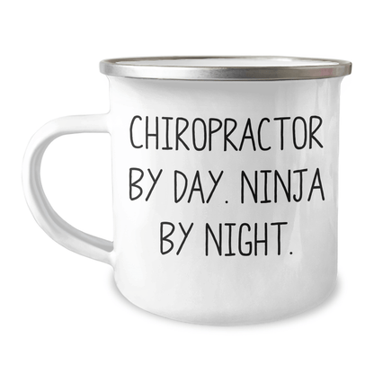 Chiropractor Funny Gifts, Camping Mug for Chiropractor, Gifts from Friends, Inspirational Quote for Graduation - Chiropractor By Day, Ninja By Night. - Victory Thru Vision