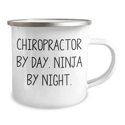 Chiropractor Funny Gifts, Camping Mug for Chiropractor, Gifts from Friends, Inspirational Quote for Graduation - Chiropractor By Day, Ninja By Night. - Victory Thru Vision