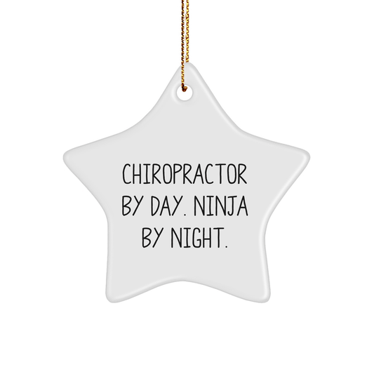 Chiropractor Gifts from Chiropractor By Day. Ninja By Night. - Unique Star Ornament for Christmas - Victory Thru Vision