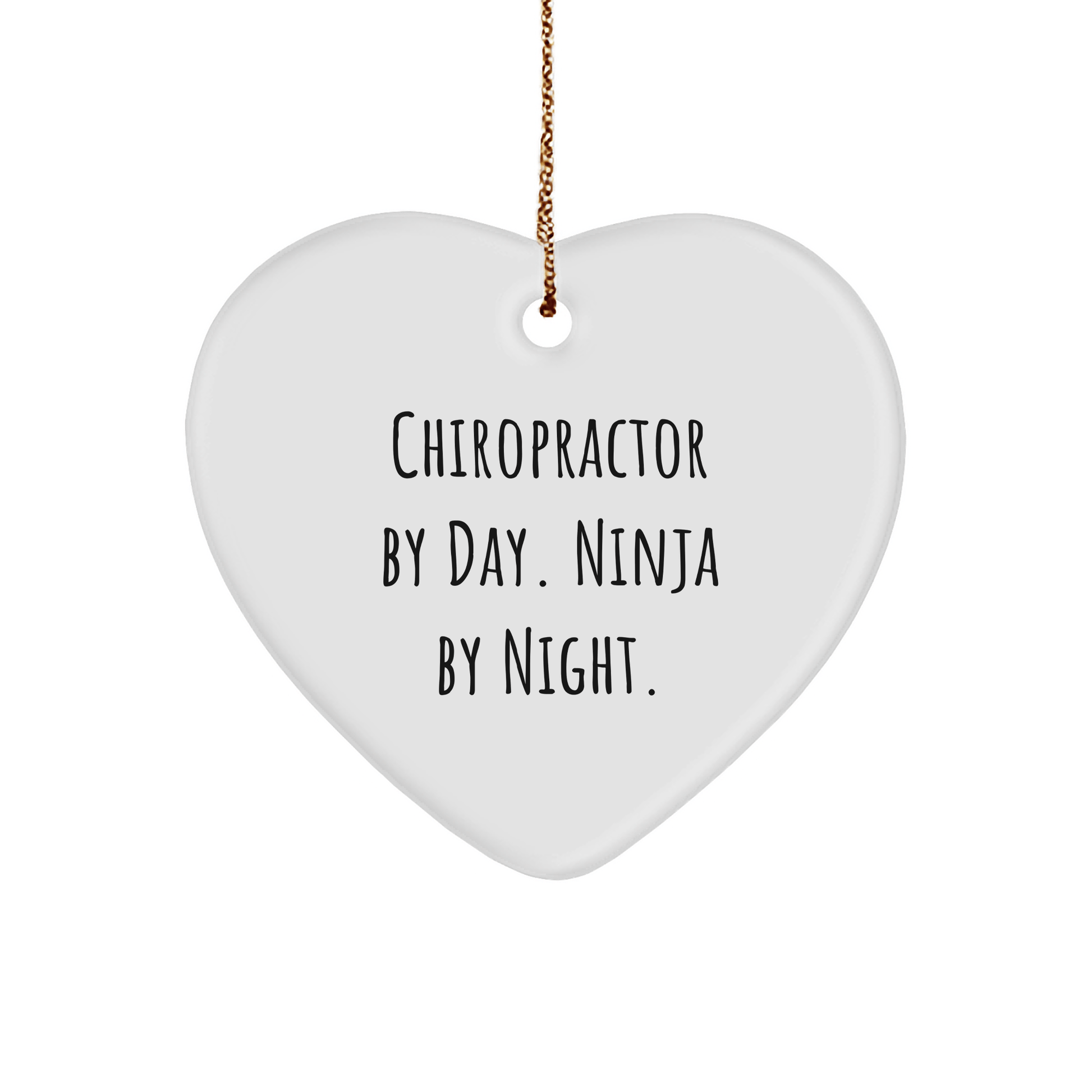 Chiropractor Gifts from Men, Heart Ornament for Chiropractors, 'Chiropractor By Day. Ninja By Night.' Quote, Christmas Unique Gifts - Victory Thru Vision