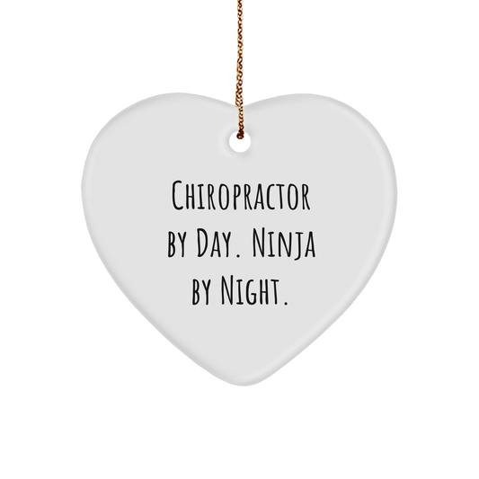 Chiropractor Gifts from Men, Heart Ornament for Chiropractors, 'Chiropractor By Day. Ninja By Night.' Quote, Christmas Unique Gifts - Victory Thru Vision