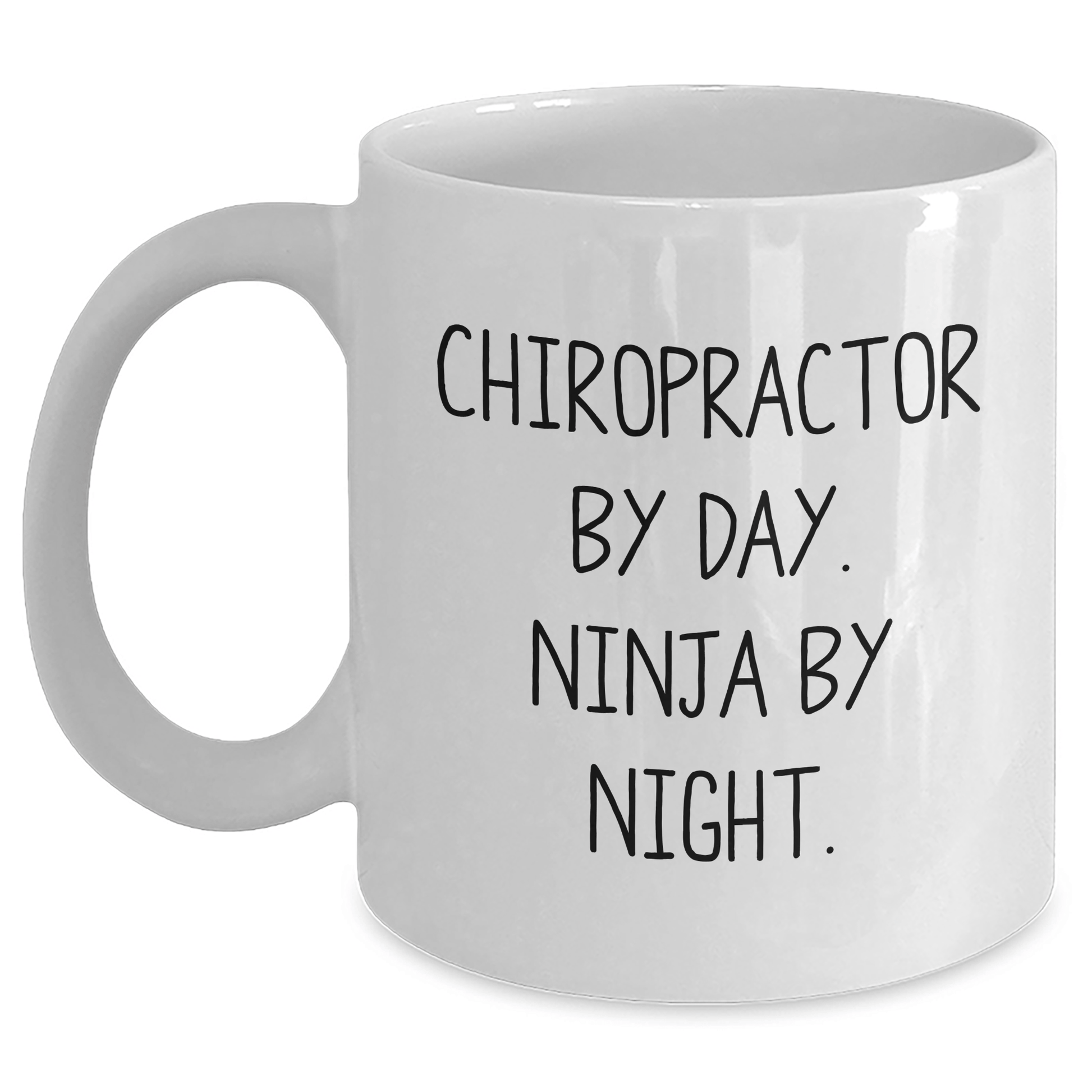 Chiropractor Gifts Funny White Coffee Mug, Gifts from Men to Chiropractors, Graduation Unique Gifts, Ninja Chiropractor By Day - Victory Thru Vision