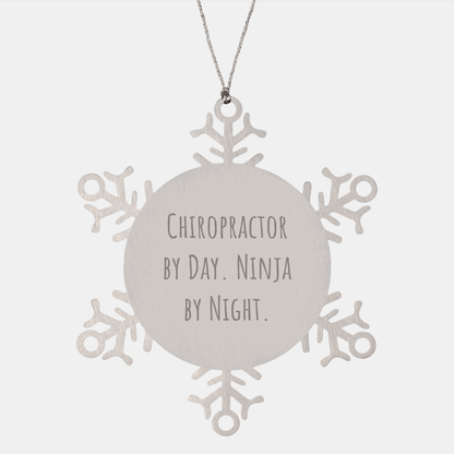 Chiropractor Gifts, Snowflake Ornaments and Ninja Vibes - 'Chiropractor By Day. Ninja By Night.' Christmas Ornament - Victory Thru Vision