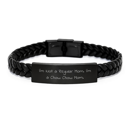 Chow Chow Dog Mom Gifts, Funny Quote, Interlaced Leather Bracelet for Graduation, Gifts from Mom to Chow Chow Dog, Unique Gifts for Chow Chow Dog Lovers - Victory Thru Vision